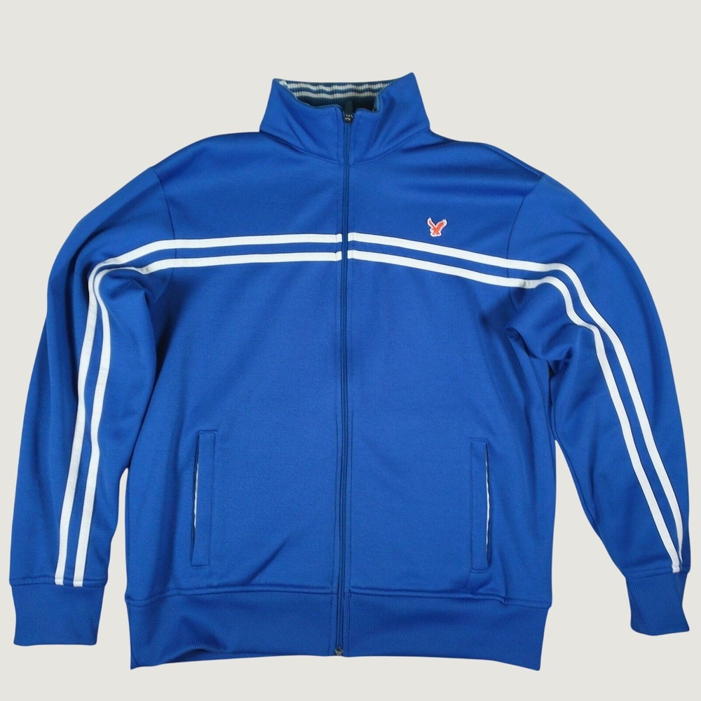American Eagle Track Jacket Mens Medium Blue Excellent Los Angeles 1977 Retro